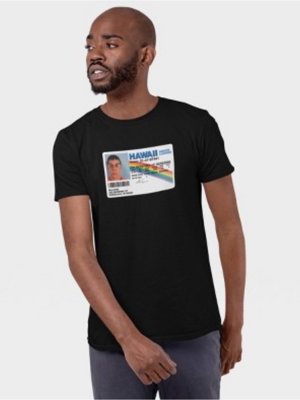 Ripple Junction Black Short-Sleeve Tee with Colorful Hawaii ID Graphic
